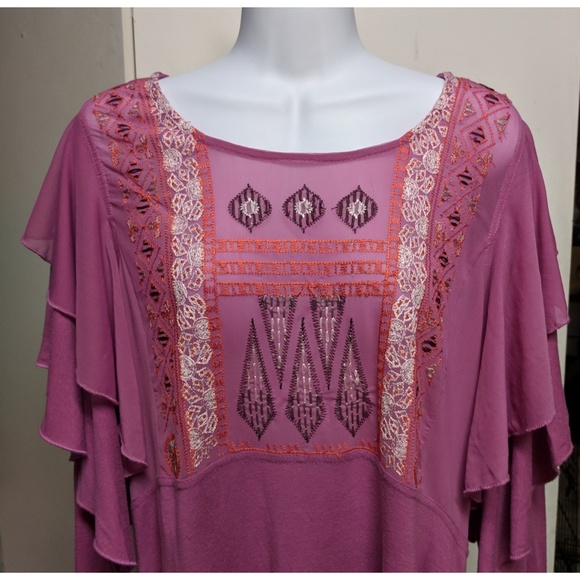 Free People La Cienega Long Sleeve Top Pink Purple - Picture 4 of 8